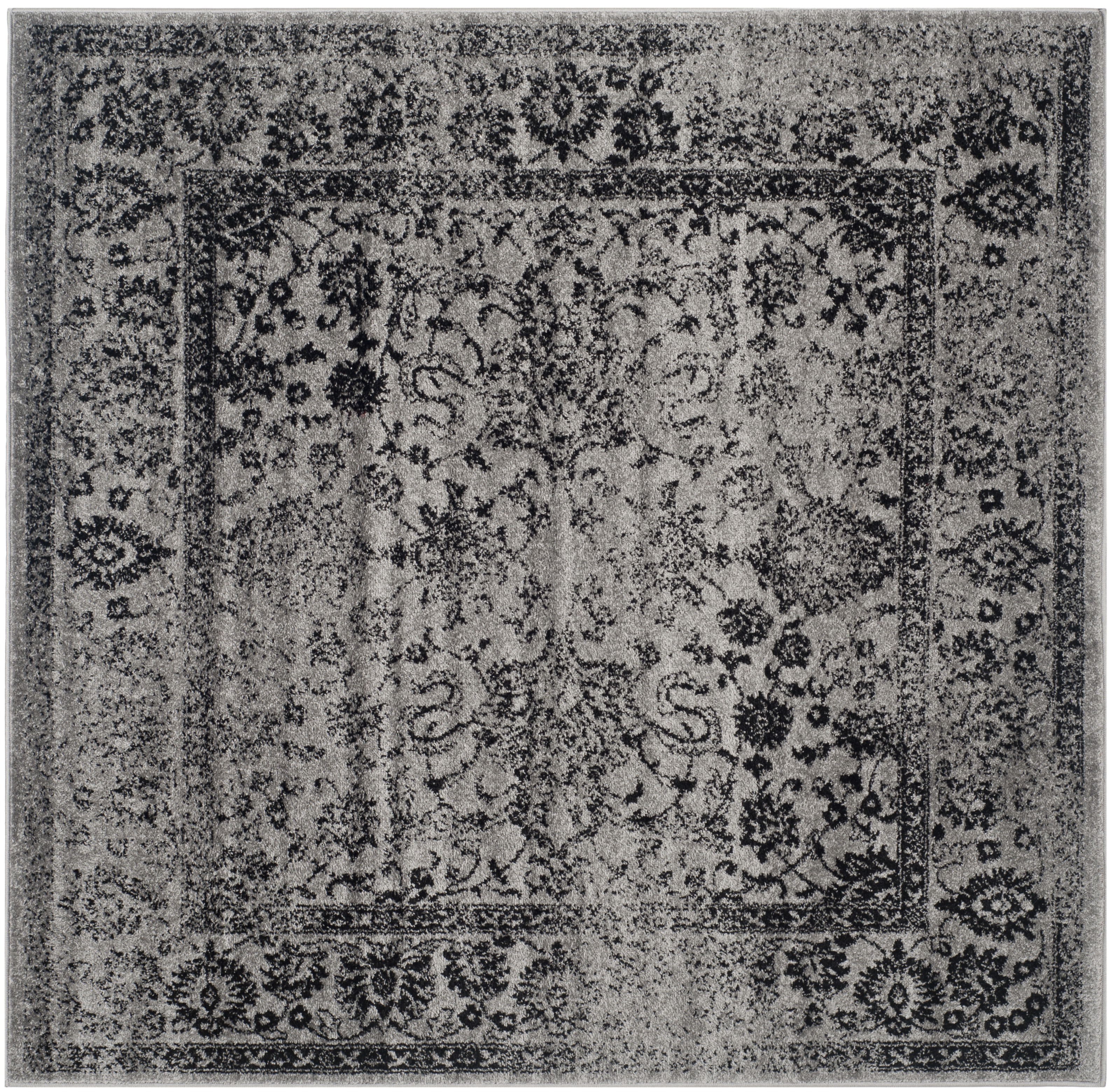 SAFAVIEH Adirondack Wyatt Distressed Area Rug, Grey/Black, 12' x 12' Square